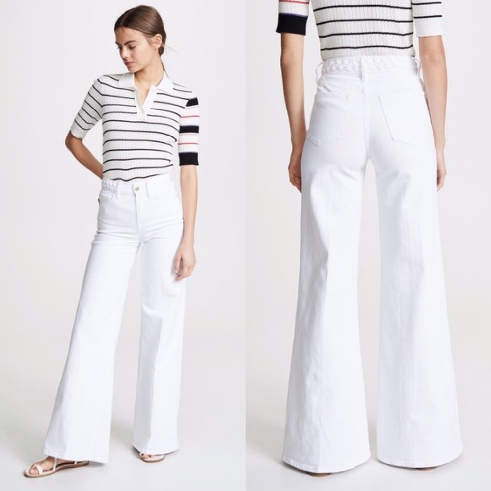 NWT Frame Le Palazzo Braided Waist Wide Leg Jeans
